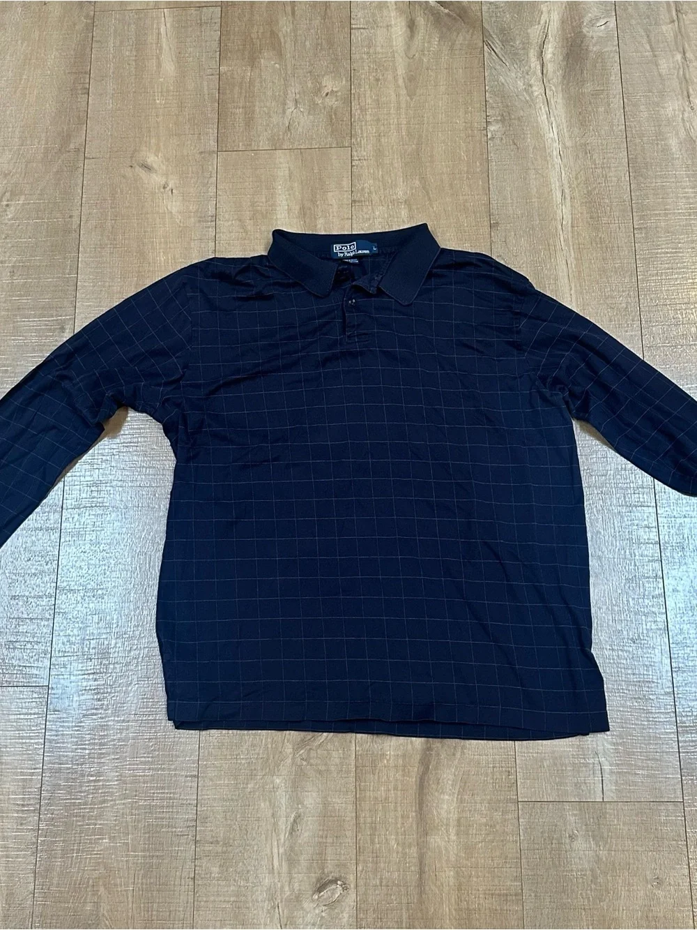 Ralph Lauren Men's Navy Checked Long-Sleeve Polo Shirt